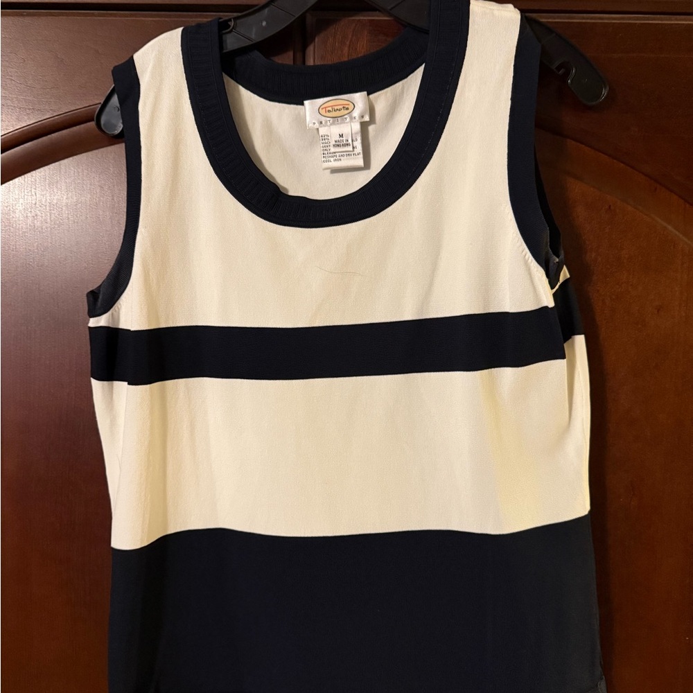 Chaps Women's Black and White Striped Top